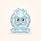 Cute cartoon yetti. Grumpy monster illustration