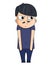 Cute cartoon young man with jealous emotions. Vector illustration