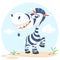 Cute cartoon zebra character. Wild animal collection. Baby education. Isolated vector illustration.