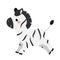 Cute cartoon zebra. Kawaii animal character for kids and baby fashion prints and design. Isolated clip art