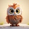 Cute Cartoonish 3d Owl Wallpaper With Realistic Brushwork