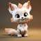 Cute Cartoonish 3d Render Of A White And Brown Fox