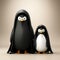 Cute Cartoonish Animated Penguins In Black Costumes