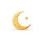Cute Cartoonish Golden Crescent And Star Logo Design