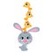 Cute cartoons Easter rabbit with chicken. Suitable for Easter design.