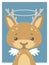 Cute cartoons style nursery vecor animal drawing of a guardian angel deer with halo and wings