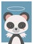 Cute cartoons style nursery vecor animal drawing of a guardian angel giant panda with halo and wings