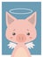 Cute cartoons style vecor animal drawing of a guardian angel pig with halo and wings suitable for nursery