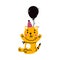 Cute Cat Animal Flying with Balloon Floating in the Air Vector Illustration