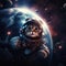 Cute Cat Astronaut, cat in the space wearing space dress and helmet close up view, Cat in the space. AI Generated