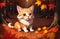 cute cat in autumn forest ai generated