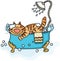 Cute cat in bathtub with shower