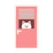 Cute cat behind a door. Cat cartoon vector.