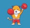 cute cat boxer hands up. cartoon animal sports concept Isolated illustration. Flat Style suitable for Sticker Icon Design Premium