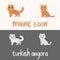 Cute Cat Breeds Cartoon Animal Illustration Type of Maine Coon and Turkish Angora To Background or Wallpaper