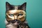 a cute cat in a burglar mask, created with Generative AI technology