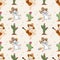 Cute cat and cactus with Mexican hat pattern.