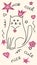 Cute cat, crown, stars, hearts. Inscriptions: cool, cute, nice. Screensaver for phone