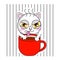 Cute cat with cup of coffee sticker