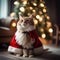 Cute cat dressed like santa claus