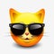 Cute cat emoticon, emoji, smiley wearing sunglasses - vector illustration