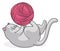 Cute cat entertained with big wool ball, Vector illustration