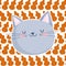 Cute cat face leaves foliage decoration background