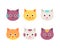 Cute cat faces. Vector illustration. Cartoon kitten head