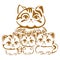 Cute Cat Family Kitten Printable Vector Stencil