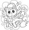 Cute cat firefighter, coloring book, funny illustration