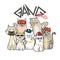 Cute cat gang with hand drawn cartoon. Hip Hop style