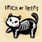 Cute cat Halloween in poison pot with cat skull and candle, funny cat kitty clip art with silhouette for greeting card,