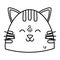 Cute cat head close eyes thick line