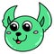 Cute cat head emoticon laughing, doodle kawaii. doodle icon image