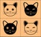 cute cat head icon, four kinds of cat head icon styles.