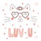 Cute cat in heart shaped glasses