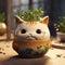Cute Cat Holding Plants In Unreal Engine 5 Style