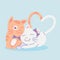 cute cat illustration. cat flat illustration. illustration of a cat couple making a love symbol with tails. cute cat cuddling