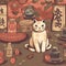cute cat in japanese lofi style.Ai generated
