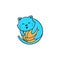 Cute Cat Kitten Playing Yarn Ball Cartoon Mascot Logo