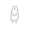 Cute cat or kitten standing on hind legs hand drawn sketch cartoon character.