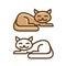 Cute cat, kitty icon or symbol. Pet shop logo. Vector illustration