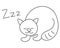 A cute cat lies curled up in a ball. A little kitten is sleeping, a sleeping cat. A cat drawn with a contour