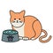 Cute cat mascot with dish water