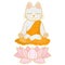 Cute cat in meditation. Hand drawn vector illustration