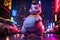 cute cat obese fat overweight animal kitten dancing in new york street manhattan street illustration generative ai