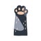 Cute cat paw with soft gentle pads in doodle style. Adorable kitty hand raised up, gesturing hi. Funny feline animal