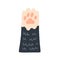 Cute cat paw with soft pads in doodle style. Adorable raised kitten leg. Charming feline animal foot or hand, gesturing