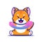 cute cat playing slime cartoon icon illustration