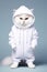 Cute cat portrait. dressed in white hoodie sweater. AI Generative .